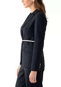 Women's Pinstripe Jacket with Belt
