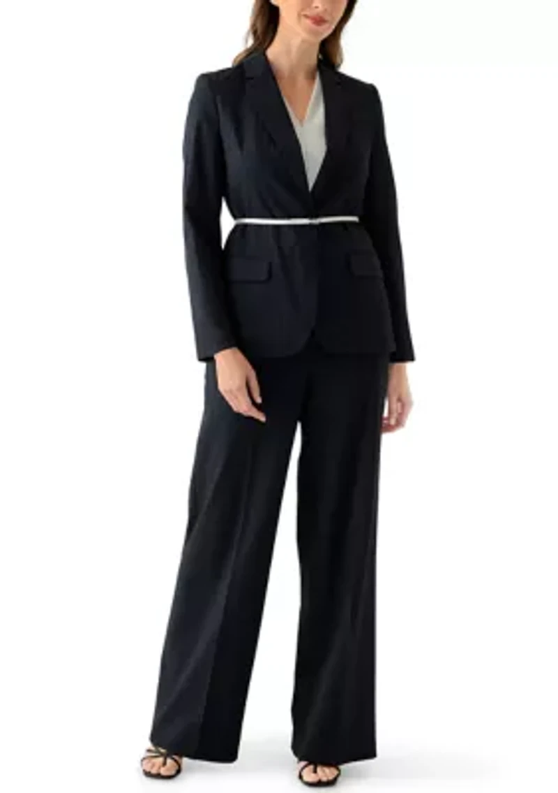 Women's Pinstripe Jacket with Belt
