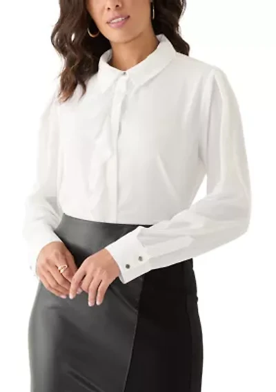 Women's Long Sleeve Blouse with Ruffle Detail