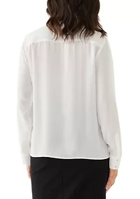 Women's Long Sleeve Blouse with Ruffle Detail