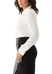 Women's Long Sleeve Blouse with Ruffle Detail