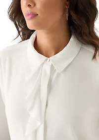 Women's Long Sleeve Blouse with Ruffle Detail