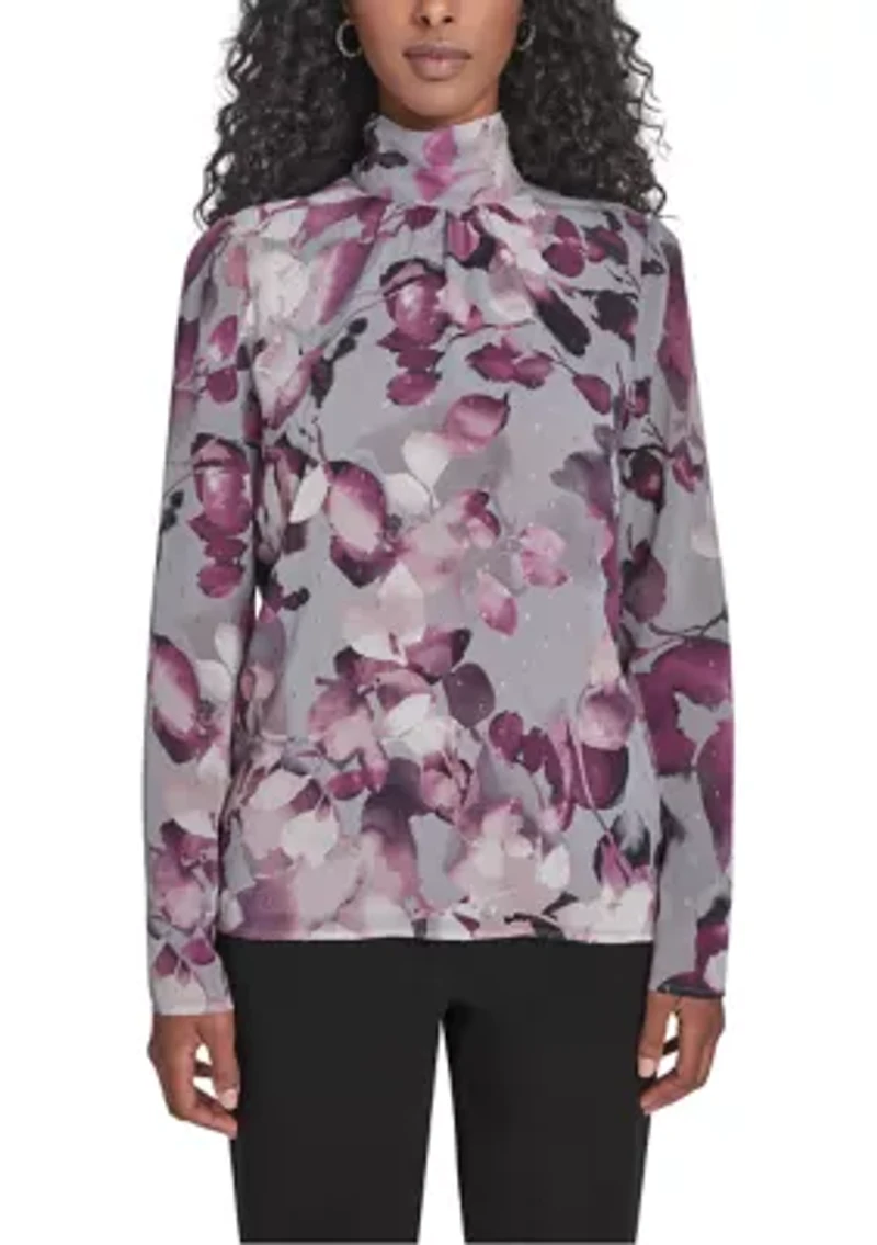 Women's Novelty Long Sleeve Mock Neck Suit Top