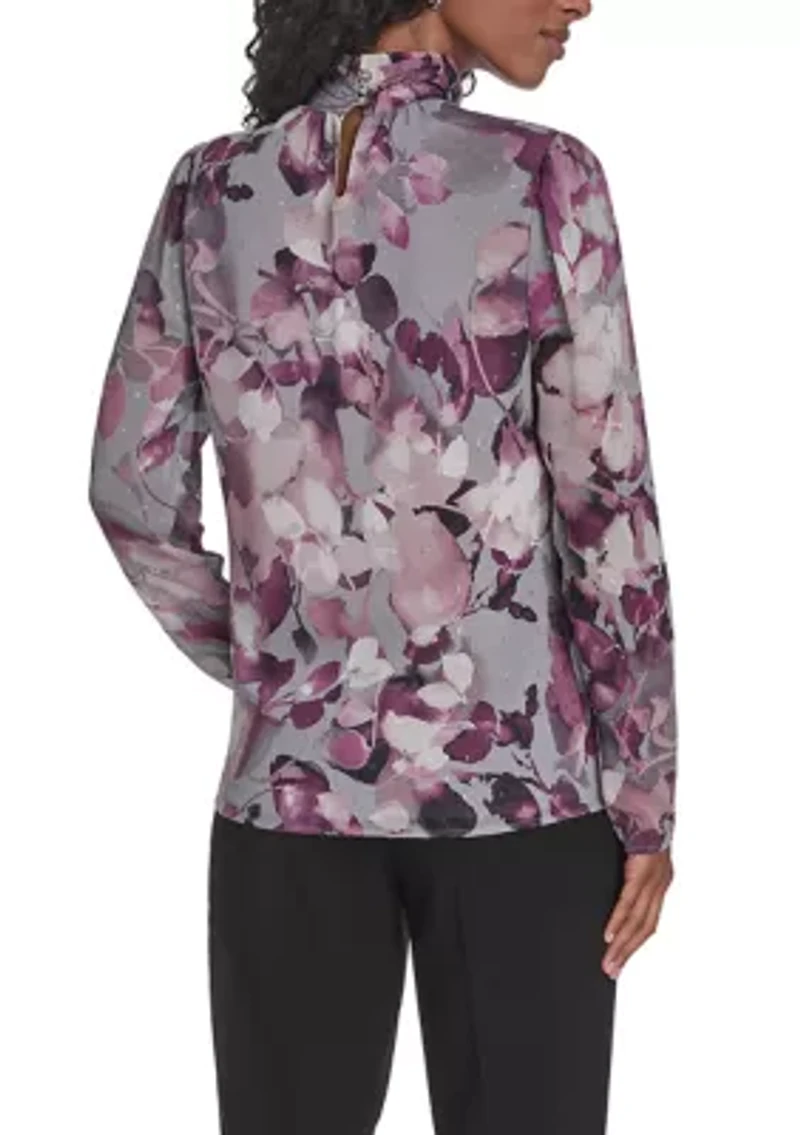 Women's Novelty Long Sleeve Mock Neck Suit Top