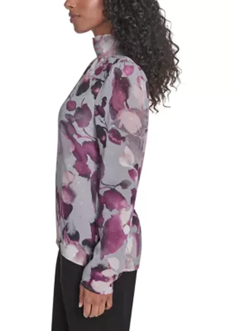 Women's Novelty Long Sleeve Mock Neck Suit Top