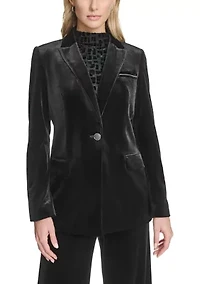 Women's 1-Button Velvet Blazer
