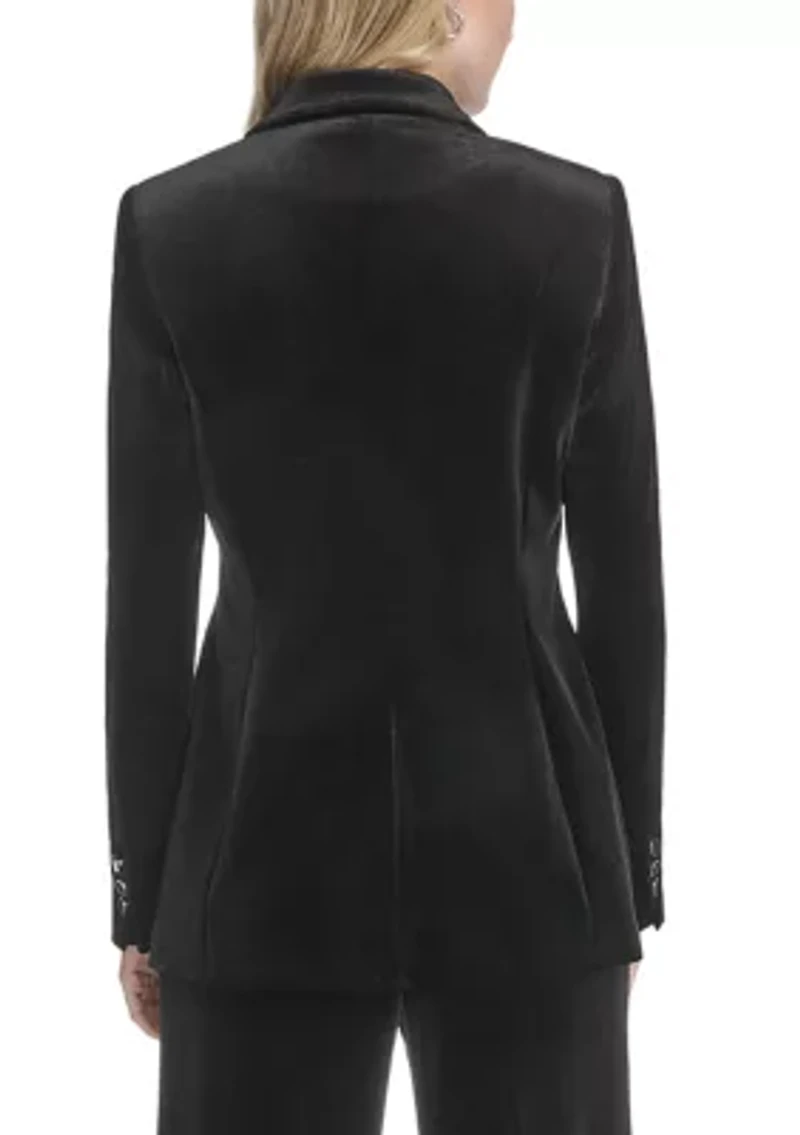 Women's 1-Button Velvet Blazer