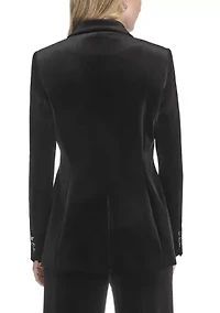 Women's 1-Button Velvet Blazer