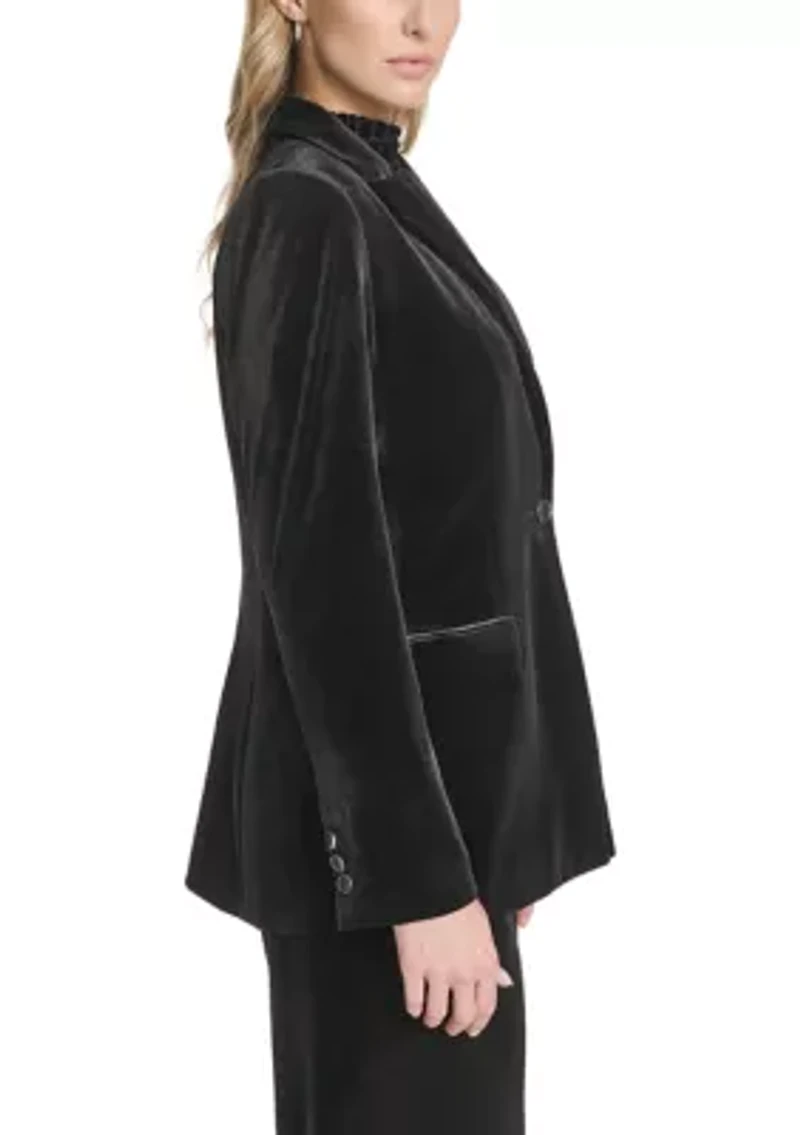 Women's 1-Button Velvet Blazer