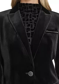 Women's 1-Button Velvet Blazer