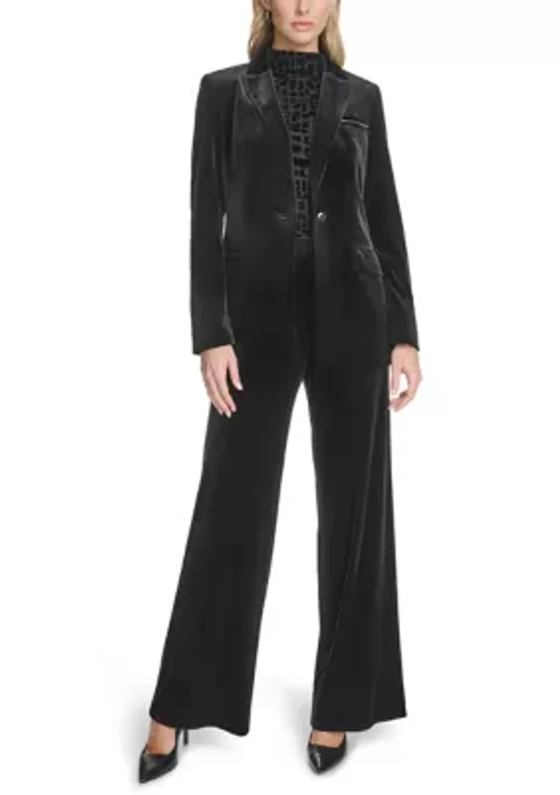 Women's 1-Button Velvet Blazer