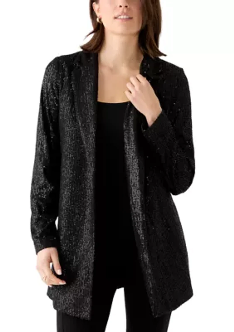 Women's Open Front Metallic Sequin Jacket