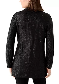 Women's Open Front Metallic Sequin Jacket