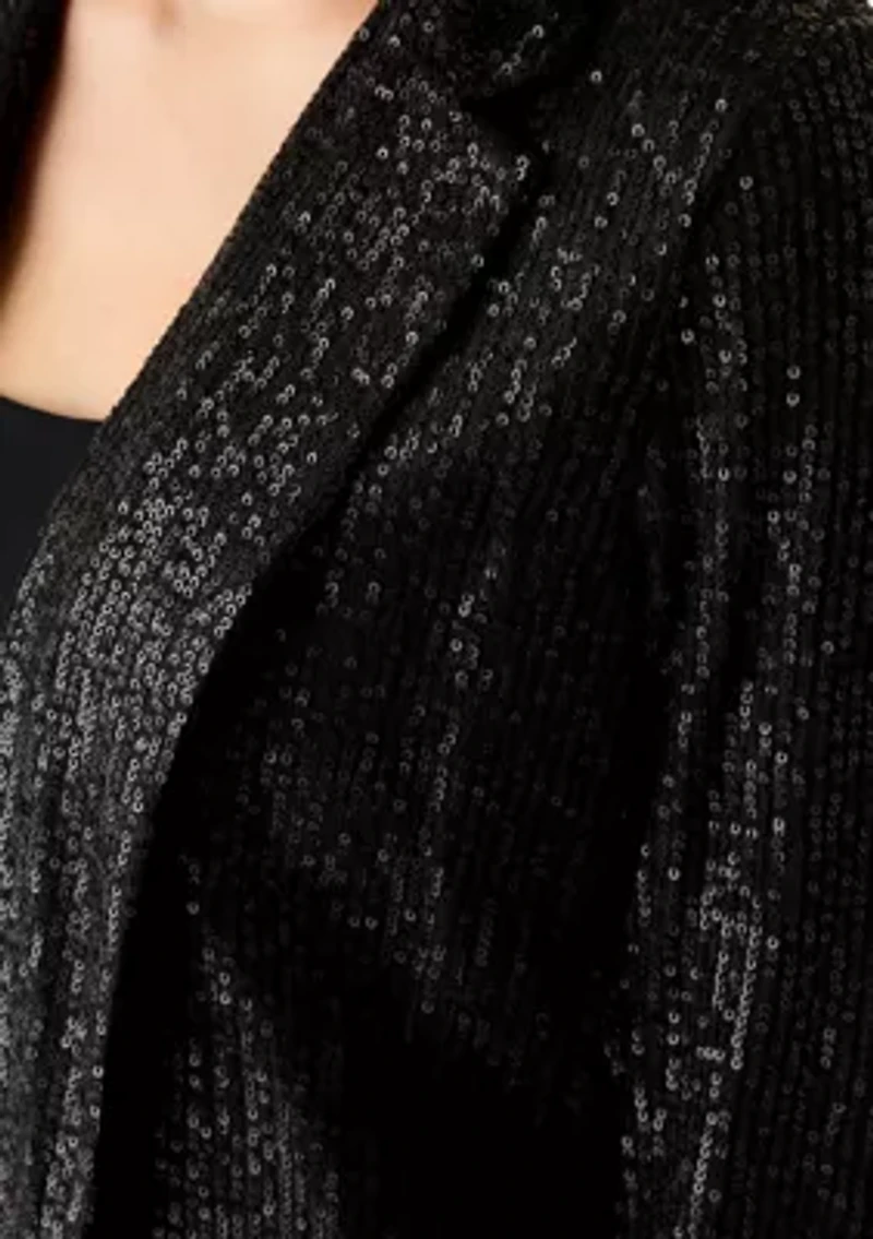 Women's Open Front Metallic Sequin Jacket