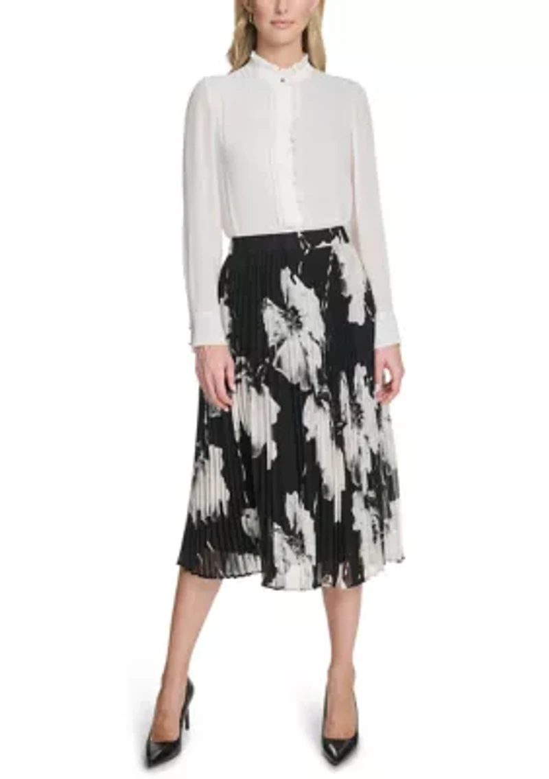 Women's Floral Pleated Skirt