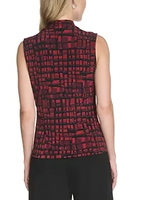 Women's Sleeveless V-Neck Animal Print Knit Top