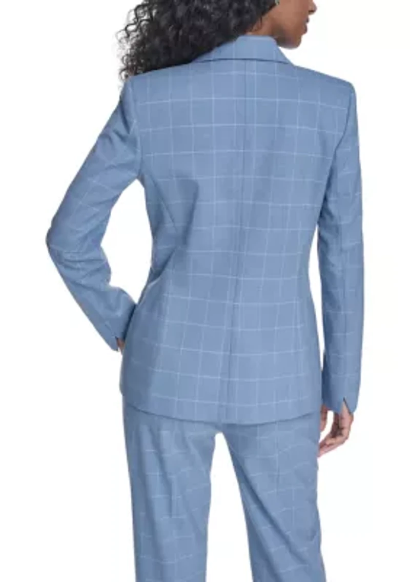 Women's Double Breasted Windowpane Blazer