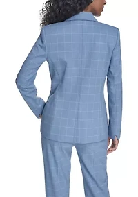 Women's Double Breasted Windowpane Blazer