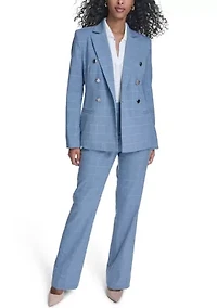 Women's Double Breasted Windowpane Blazer