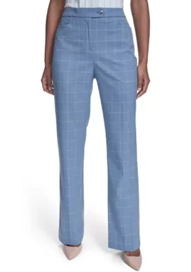 Women's Wide Leg Windowpane Pants