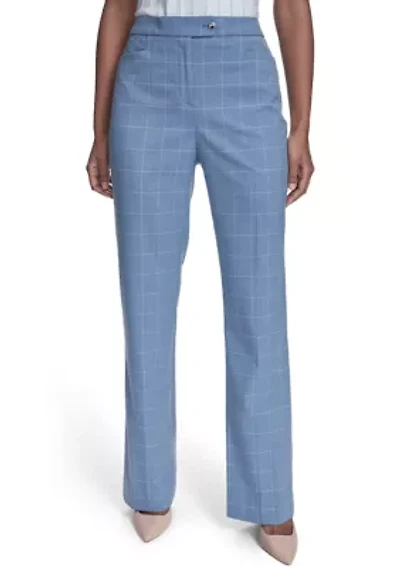 Women's Wide Leg Windowpane Pants