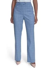 Women's Wide Leg Windowpane Pants