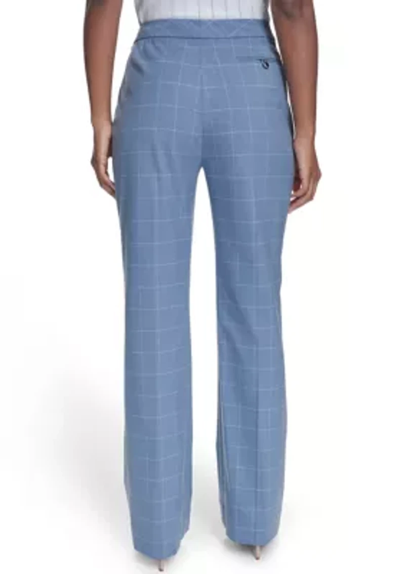 Women's Wide Leg Windowpane Pants