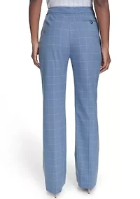 Women's Wide Leg Windowpane Pants