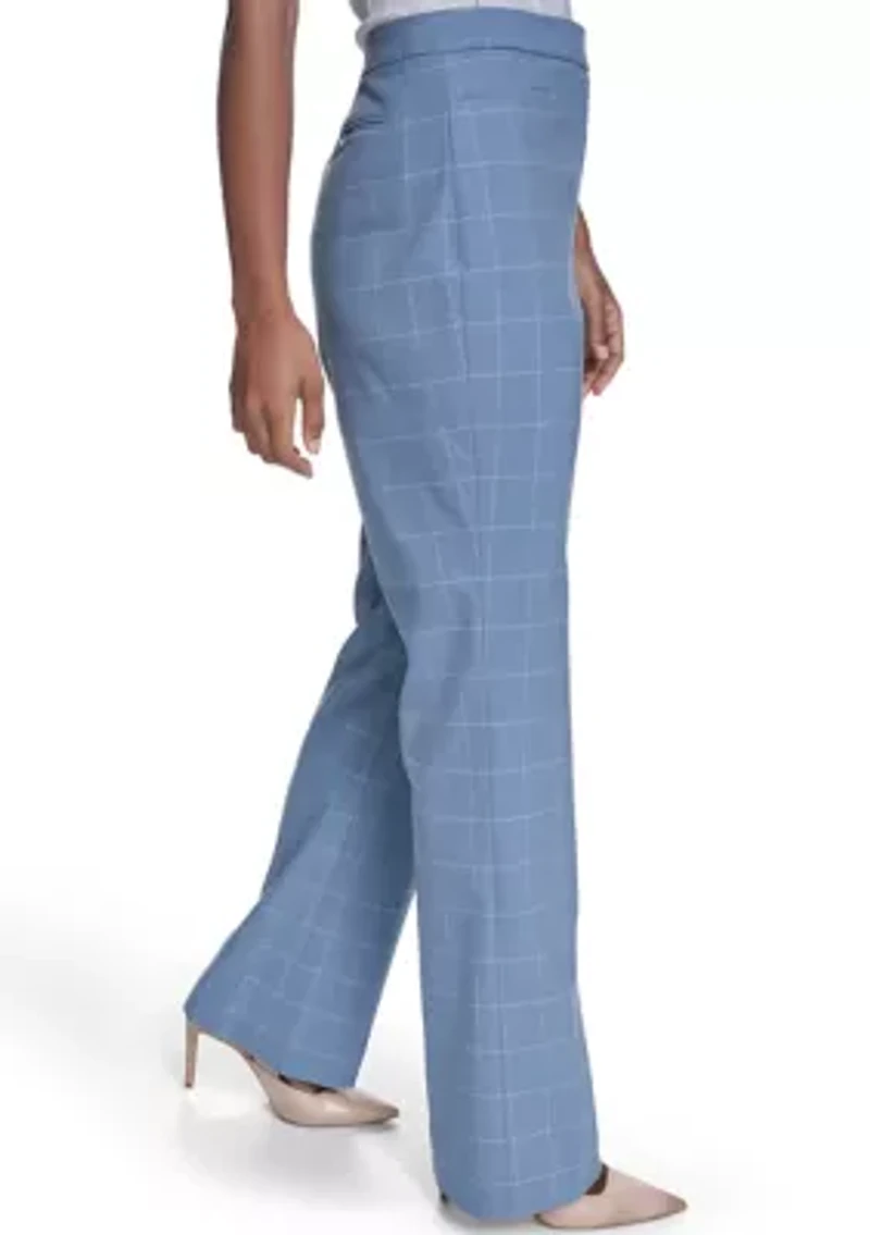 Women's Wide Leg Windowpane Pants