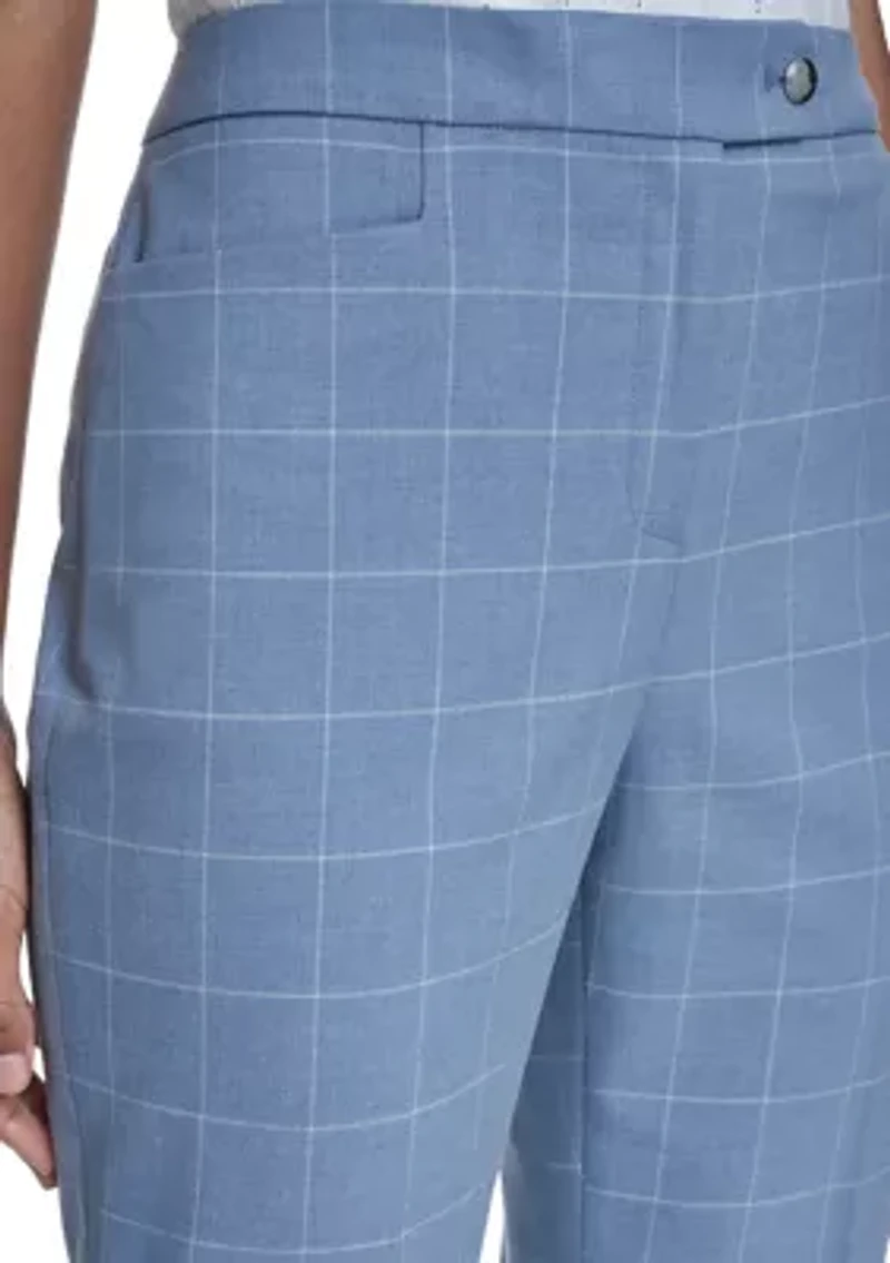 Women's Wide Leg Windowpane Pants