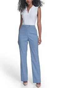 Women's Wide Leg Windowpane Pants