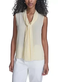 Women's Sleeveless Tie Neck Blouse