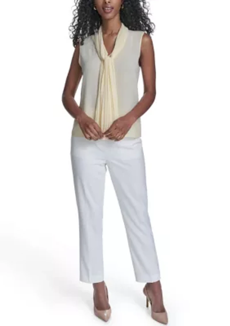 Women's Sleeveless Tie Neck Blouse