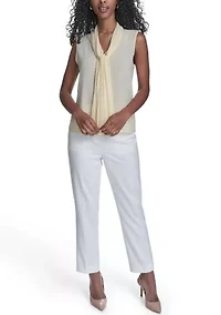 Women's Sleeveless Tie Neck Blouse