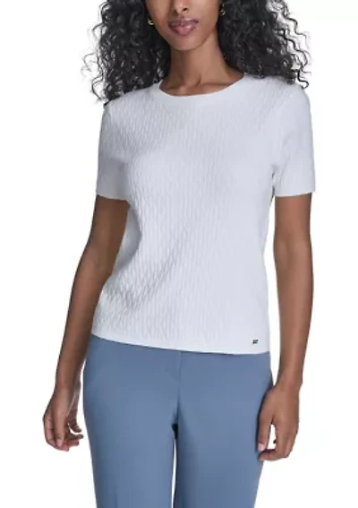 Women's Short Sleeve Textured Sweater
