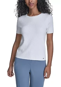 Women's Short Sleeve Textured Sweater