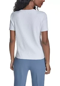 Women's Short Sleeve Textured Sweater