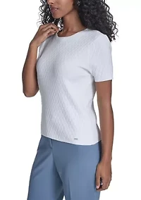 Women's Short Sleeve Textured Sweater