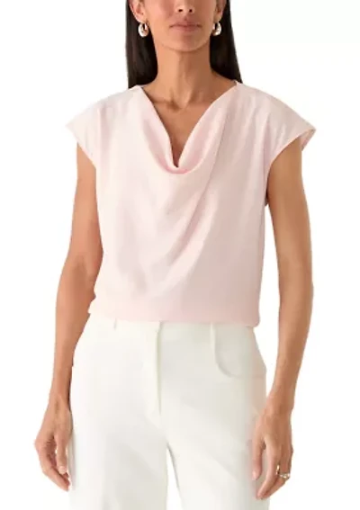 Women's Cap Sleeve Cowl Neck Blouse