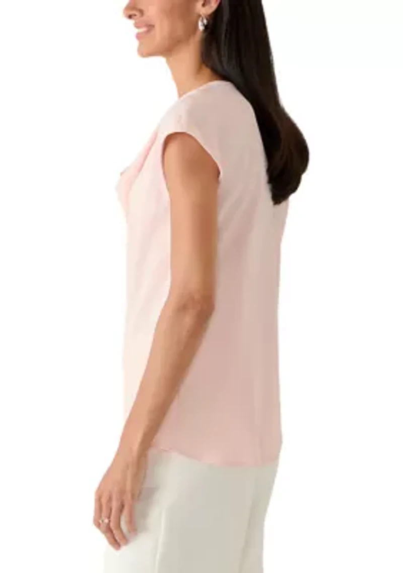 Women's Cap Sleeve Cowl Neck Blouse