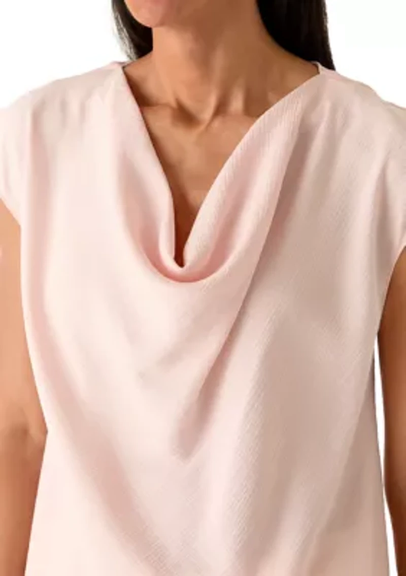 Women's Cap Sleeve Cowl Neck Blouse
