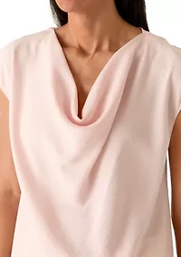 Women's Cap Sleeve Cowl Neck Blouse