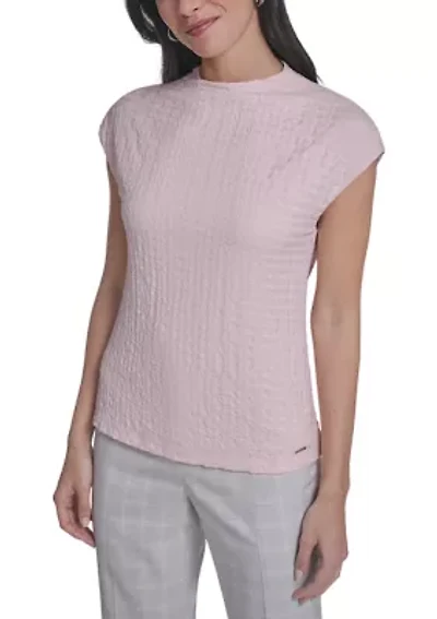Women's Cap Sleeve Textured Knit Top