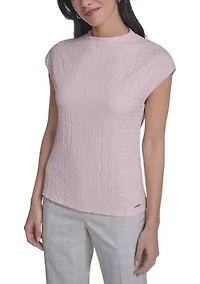 Women's Cap Sleeve Textured Knit Top