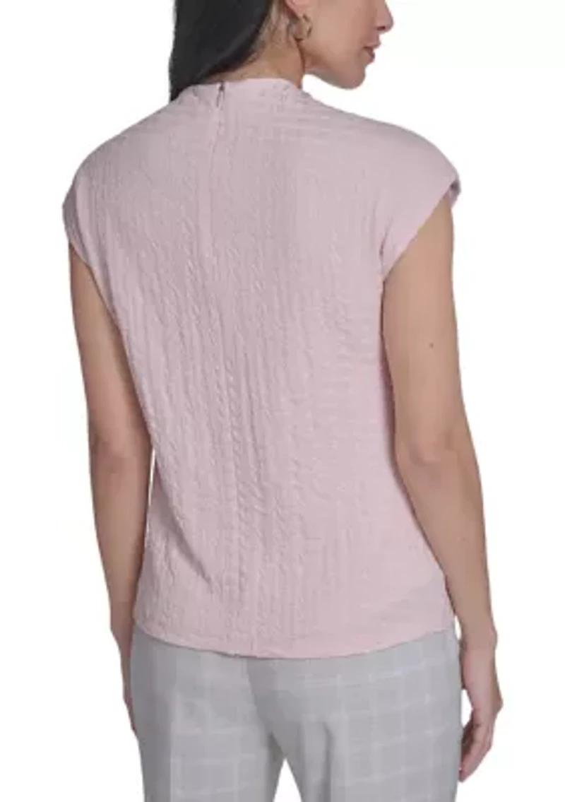 Women's Cap Sleeve Textured Knit Top