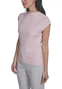 Women's Cap Sleeve Textured Knit Top