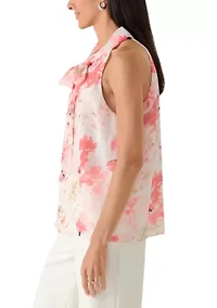 Women's Sleeveless Floral Bow Halter Neck Dress