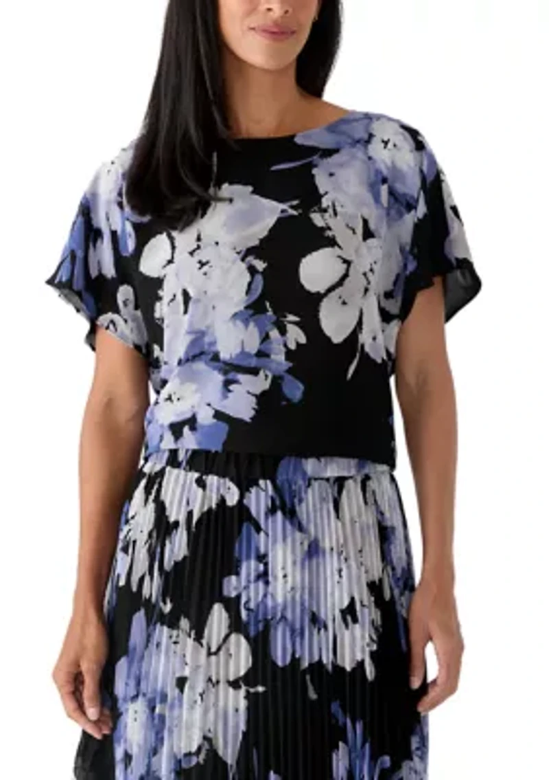 Women's Short Sleeve Floral Blouse
