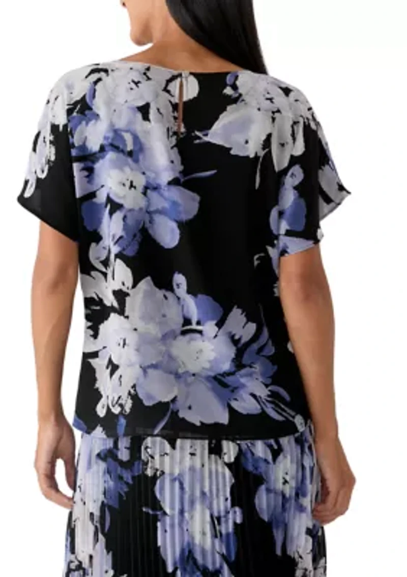 Women's Short Sleeve Floral Blouse