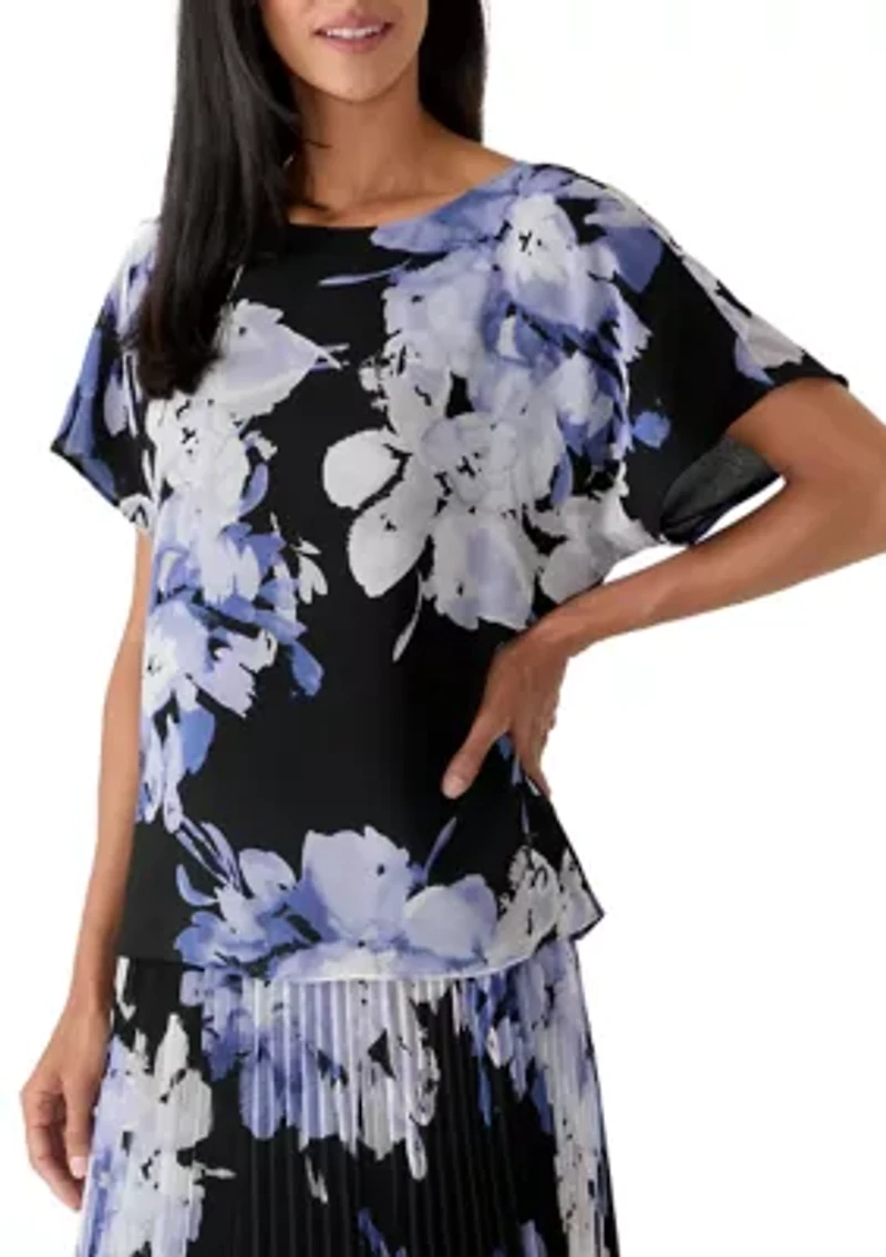 Women's Short Sleeve Floral Blouse